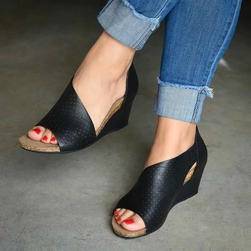 Sandalias mujer/женские летние пляжные сандалии мягкие туфли на высокой танкетке с