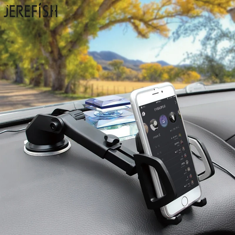 

JEREFISH Windshield Car Phone Holder Stand Dashboard Universal 360 Rotate Adjustable Phone Car Mount for iPhone 8 8Plus X Huawei