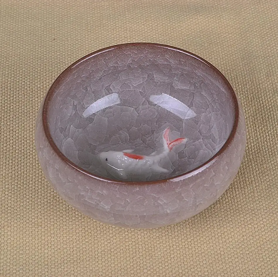 1 шт. ледяная трещины глазурованная 3D карповая чайная чашка красочные рыбы керамические чашки чайный набор кунг-фу 10 цветов хост чашка Kongfu чайная чашка - Цвет: 10