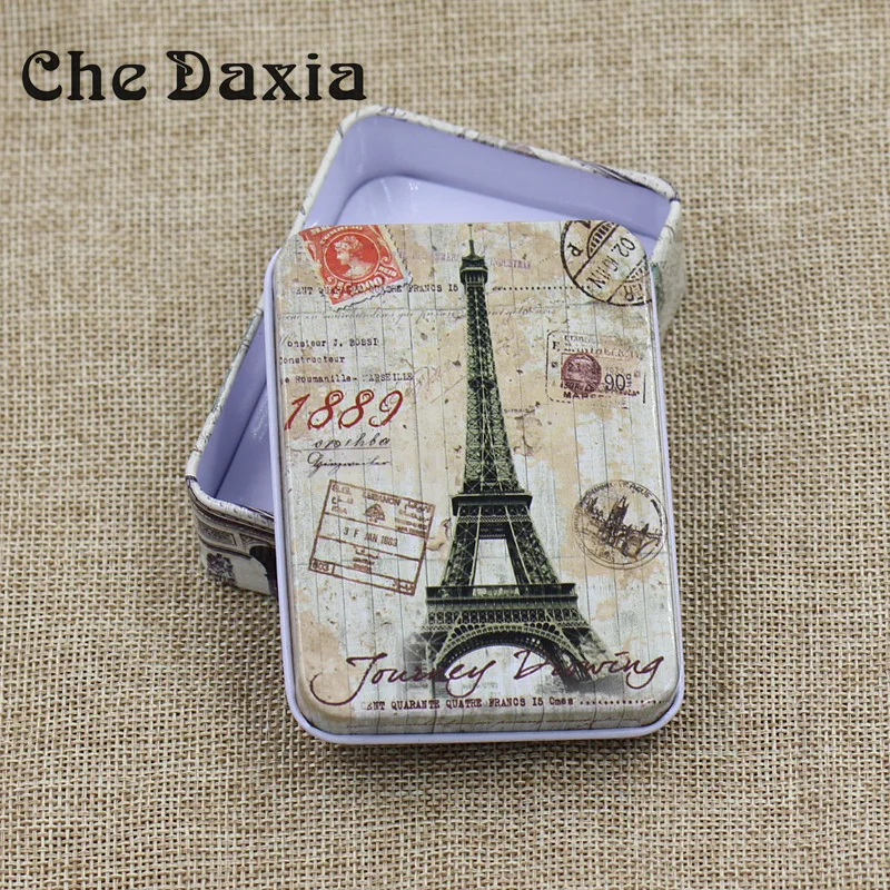 

(Sold by piece) 9cm*6.5cm*2.5cm Retro Style Tower pattern Iron box For Gift Boxed Jewelry Carrying Cases