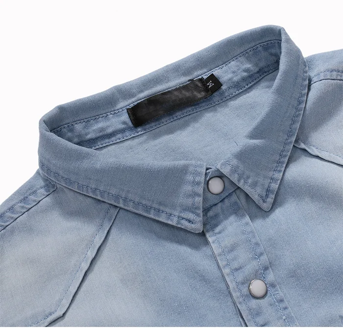 Летняя новая джинсовая рубашка мужская с коротким рукавом Тонкая Повседневная хлопковая ретро модная однотонная однобортная рубашка плюс размер 3XL
