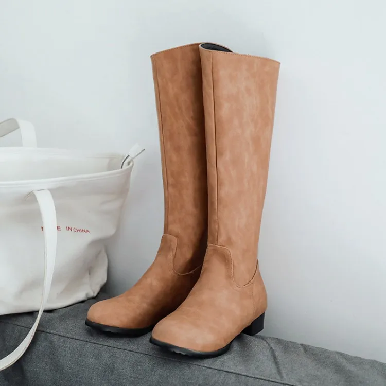 

Big Size 9 10 11-16 thigh high boots knee high boots over the knee boots women ladies boots Rear zipper with thick round head