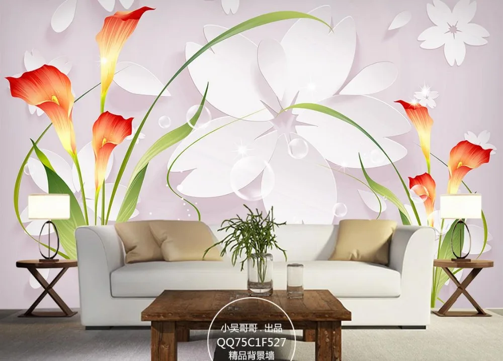 

European 3d stereoscopic wallpaper flowers and plants custom 3d murals living room non-woven wallpaper decoration home