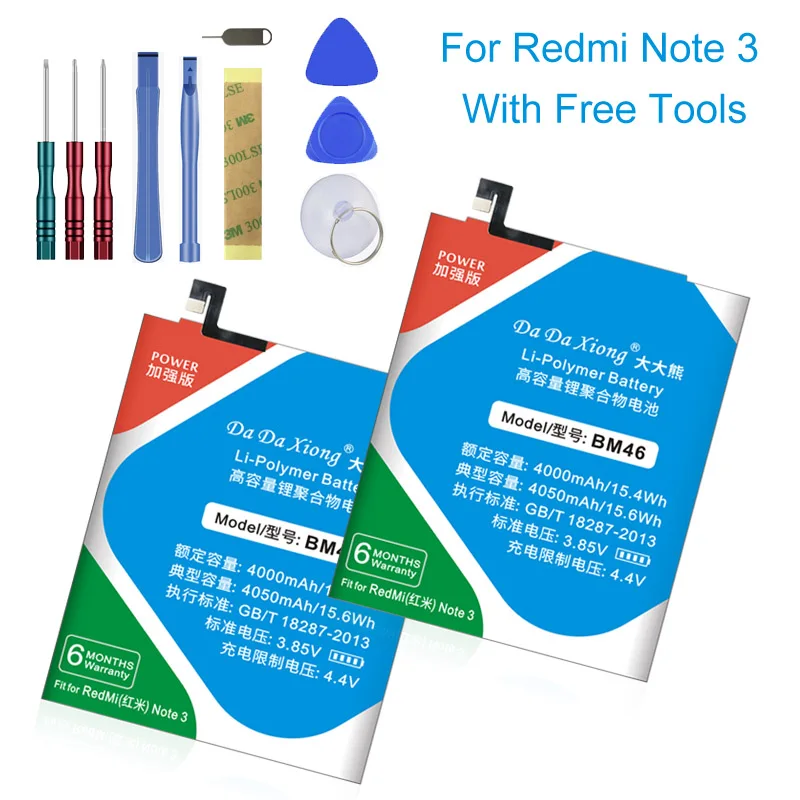 

Free Shipping Battery 4050mAh BM46 For Xiaomi Redmi redrice Note 3 Hongmi Note3 Pro Replacement batteries + free tools