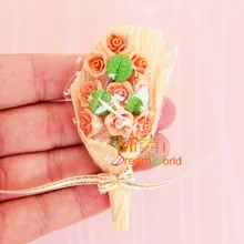 Букет роз шампанского Кукольный Миниатюрный клей завод для куклы дом 1/12 масштаб ручной работы