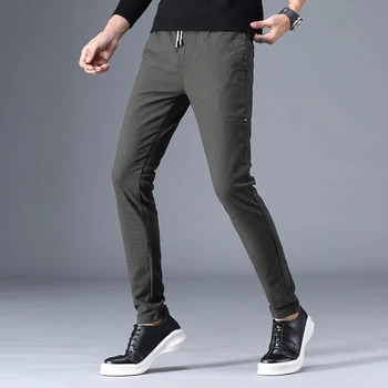 

2019 New Men's Fashion Solid Color Business Casual Pants men thin High-end Brand Men's Stretch Straight Leisure Trousers male