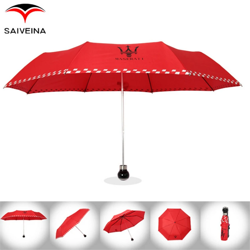 Saiveina, три складных автомобиля, брендовые зонтики, роскошный Зонт от дождя для мужчин и женщин, подарок Maserati, черный, красный