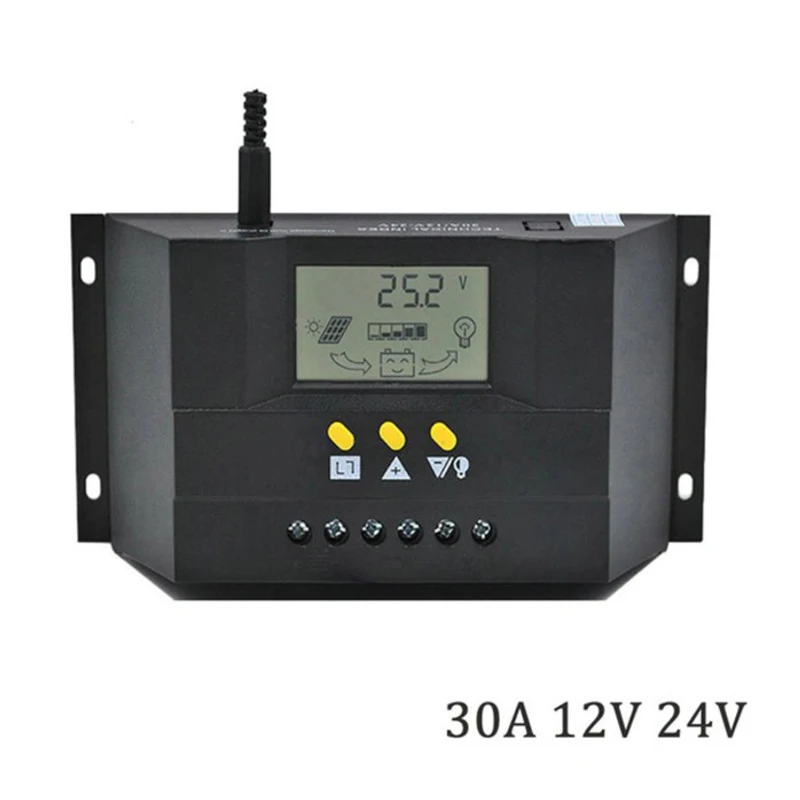 

30A LCD Display Solar Charge Controller Solar Panel Controller Regulator Intelligent PWM Charge Mode 12-24V