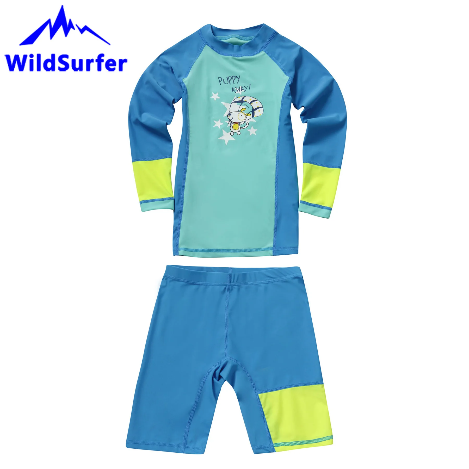 WildSurfer два-кусок костюмы От 2 до 12 лет дети купальники для мальчиков и девочек Разделение Дайвинг банный костюм быстросохнущая купальник с защитой от солнца W122