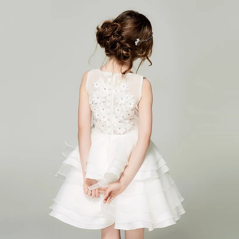 

O-neck Appliques Ball Gown Sleeveless Children Lace Dress Flower Girl Wedding Dresses