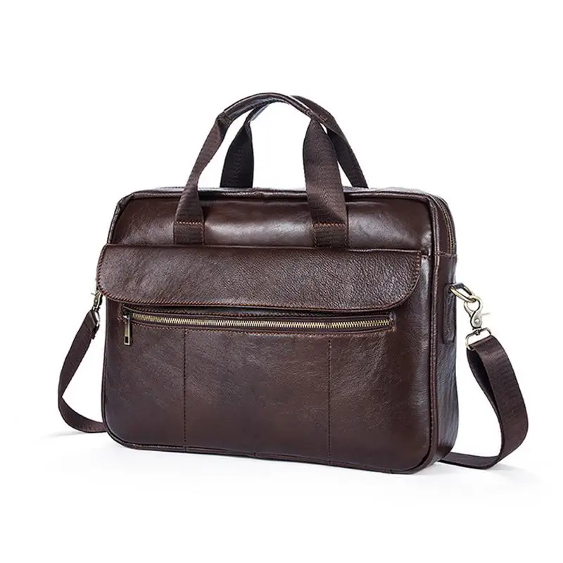 100% جلد طبيعي رجل حقيبة خمر حقائب كمبيوتر محمول سستة يد الذكور الأعمال رسول الكتف Crossbody أكياس