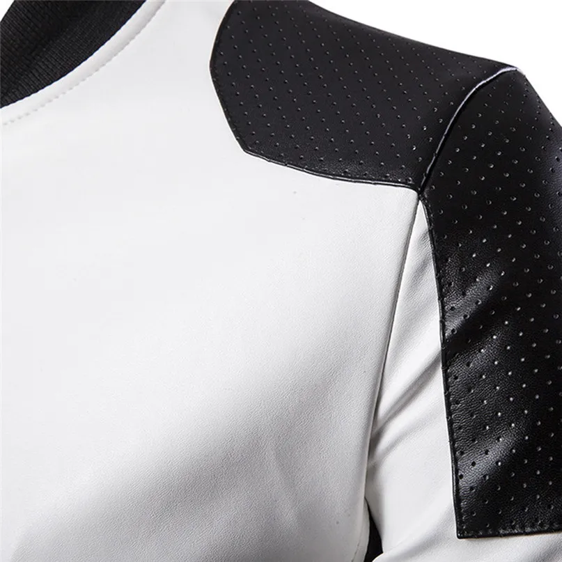 Cycling Jackets Mens Autumn Winter Long Sleeve Stand Patchwork Leather Coat Outwear Cycling Windproof Jacket Coat #2S21 (7)