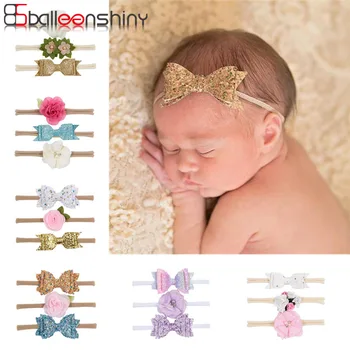 

Balleenshiy 3pcs Infant Baby Headbands Shiny Bowknot Flower Children's Hairband Set Toddler Newborn Photography Props Headdress