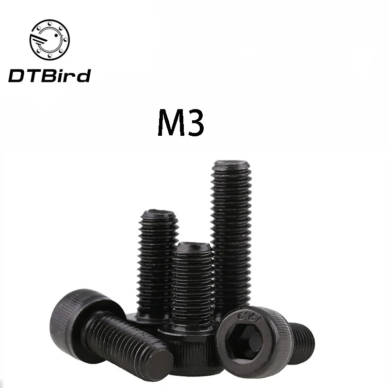 

Metric Thread DIN912 M3 Black Grade 12.9 Alloy Steel Socket Head Screw Bolts M3*(3/4/5/6/7/8/9/10/12/14/15~50) mm DT2