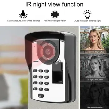 

7in LCD Wired Video Door Phone Intercom Doorbell Fingerprint Password Remote Unlock 1V2 Video Home Security door bell Kit