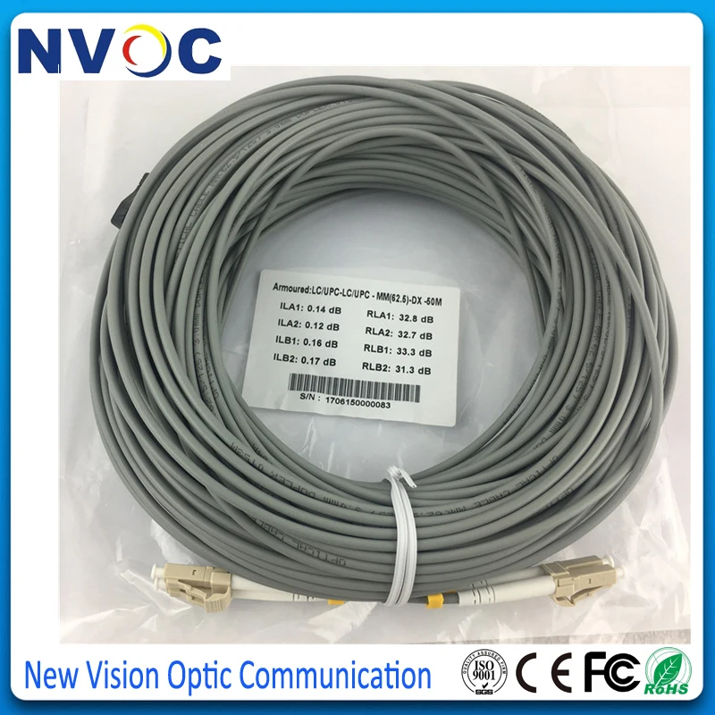 LC/UPC-LC/UPC бронированный Соединительный кабель мм 50/125 дуплексный 3 мм 50 м, LC-LC UPC внутренний бронированный волоконно-оптический патч-корд