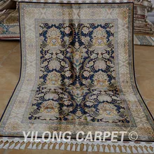 Yilong 4,6 'x6. 6 'шелковый ковер синий ручной работы изысканный ручной работы шелковый ковер(1776