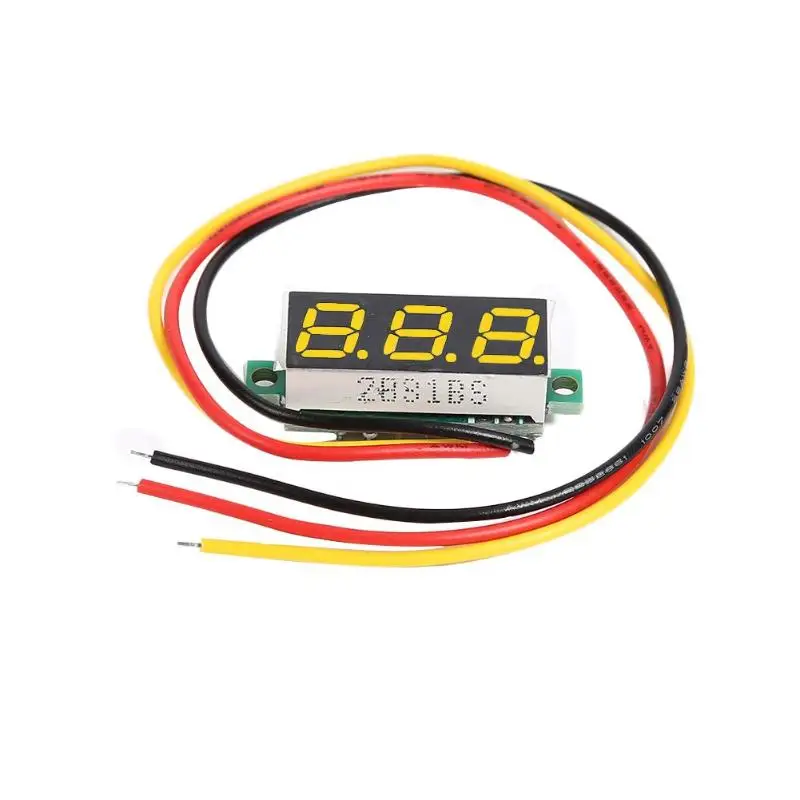 0,28 дюймов DC 0-100 V 3 провода Мини датчик, вольтметр светодиодный дисплей Цифровой вольтметр - Цвет: Желтый, синий