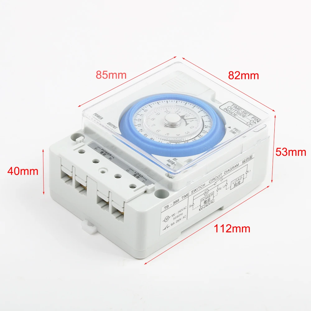 Din rial, аналоговый таймер, реле, светодиодный индикатор, реле времени, запас мощности, механический переключатель, 24 часа, ручной/автоматический, TB388