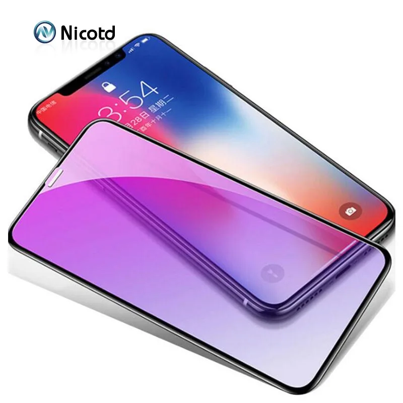  Nicotd Volle Abdeckung Gehärtetem Glas für iPhone XS X Screen Protector 9D Schwarz Schutz Glas Film
