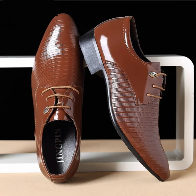 2019 мужские туфли из искусственной кожи на плоской подошве; высококачественные дышащие Повседневные Вечерние туфли с острым носком;