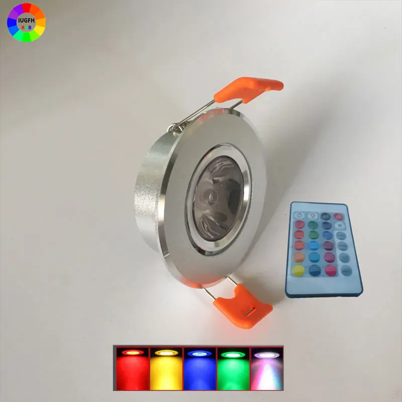 

LED Downlight RGB 3W Remote Control Recessed in light LED Ceiling Downlight AC220V Bulbs Birthday party Lamp Colorful lights