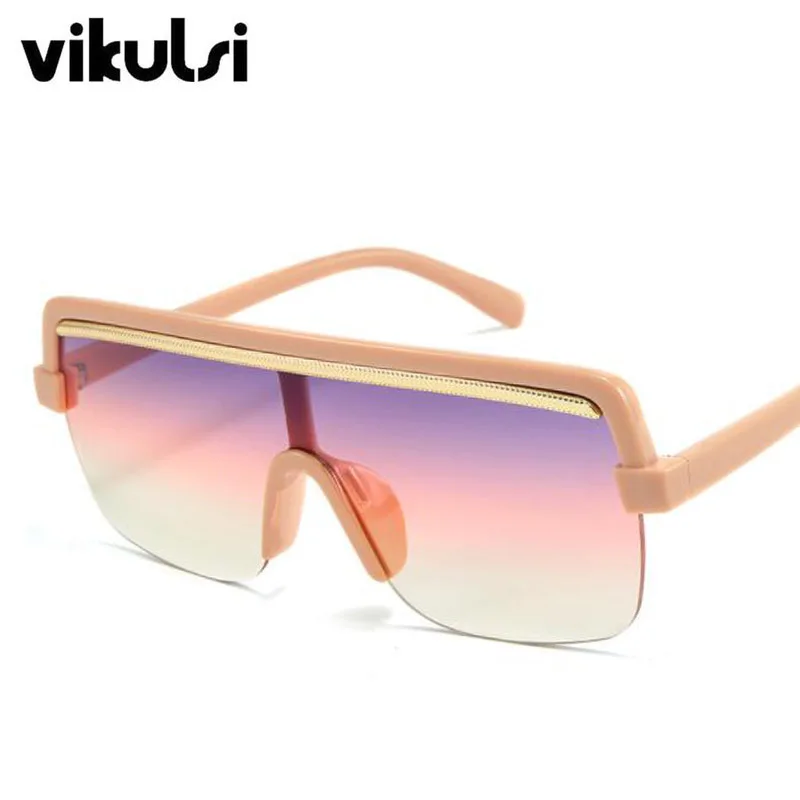 Unisex Retro Oversized Flat Top Sunglasses Women Brand Designer Square Mask Sun Glasses For Female Male Half Frame Shades UV400