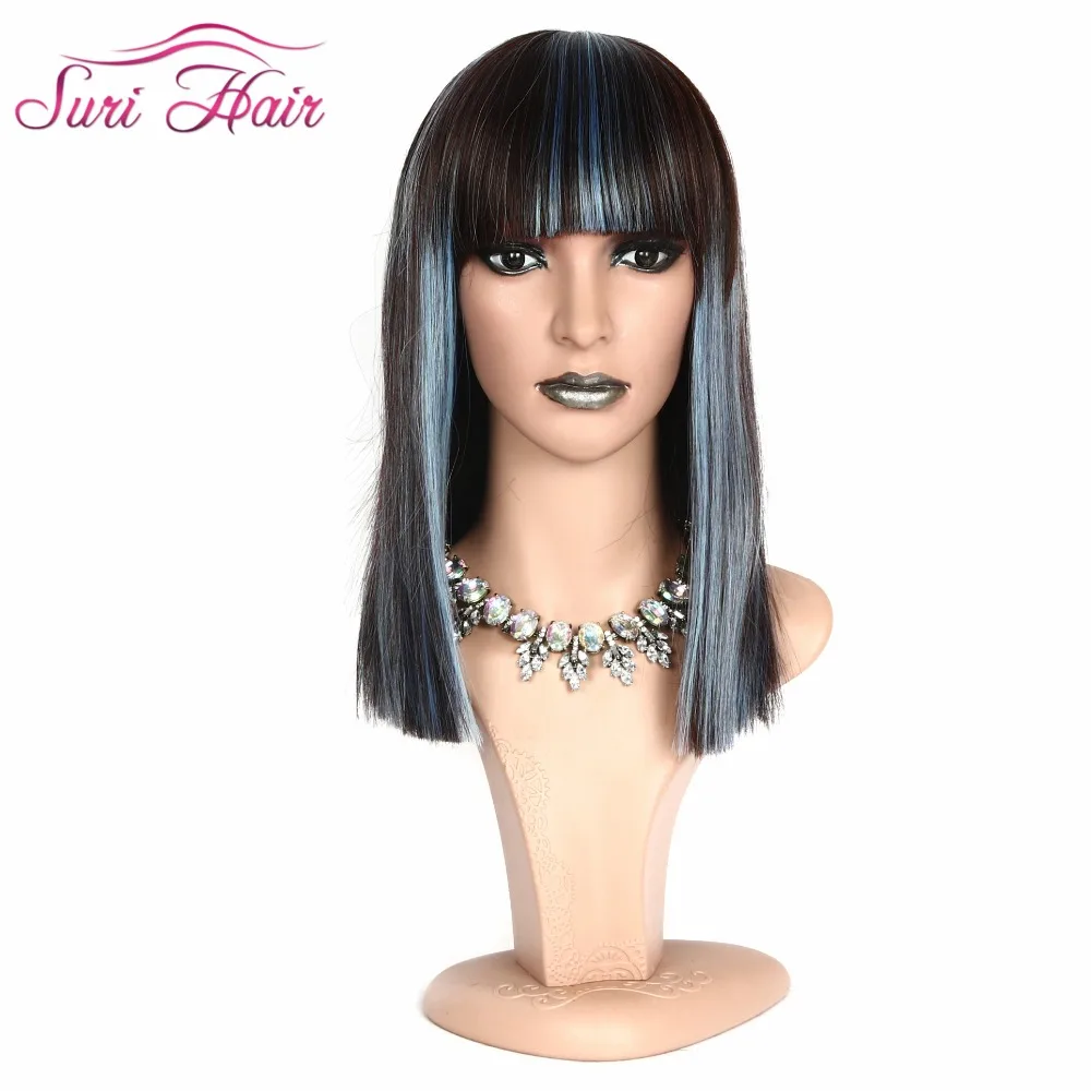 

Suri Hair bob wigs for women synthetic short wigs for African American ombre straight hair with bangs 2 colors fake hair cosplay