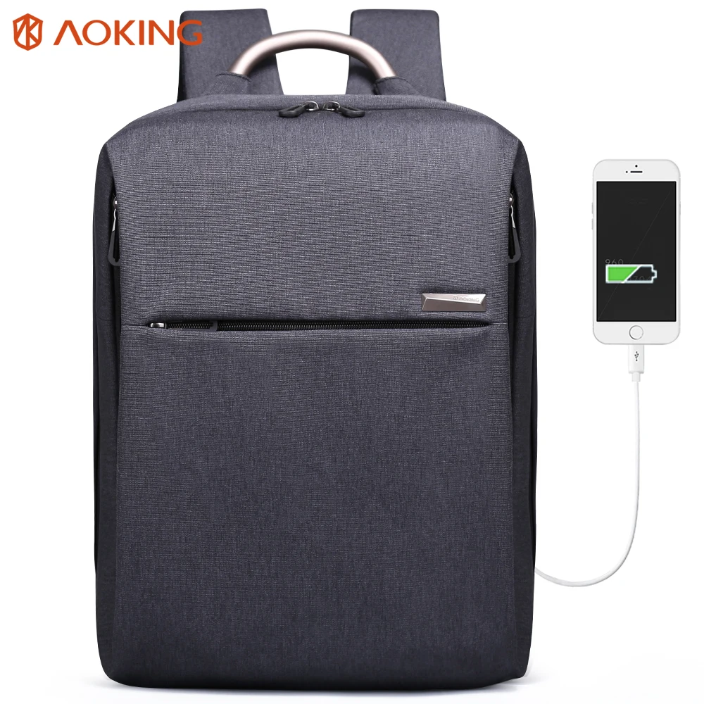 

Aoking 2017 Simple Design Men's Backpack with External USB Casual Daily Daypacks for Student Laptop Backpacks for teenagers