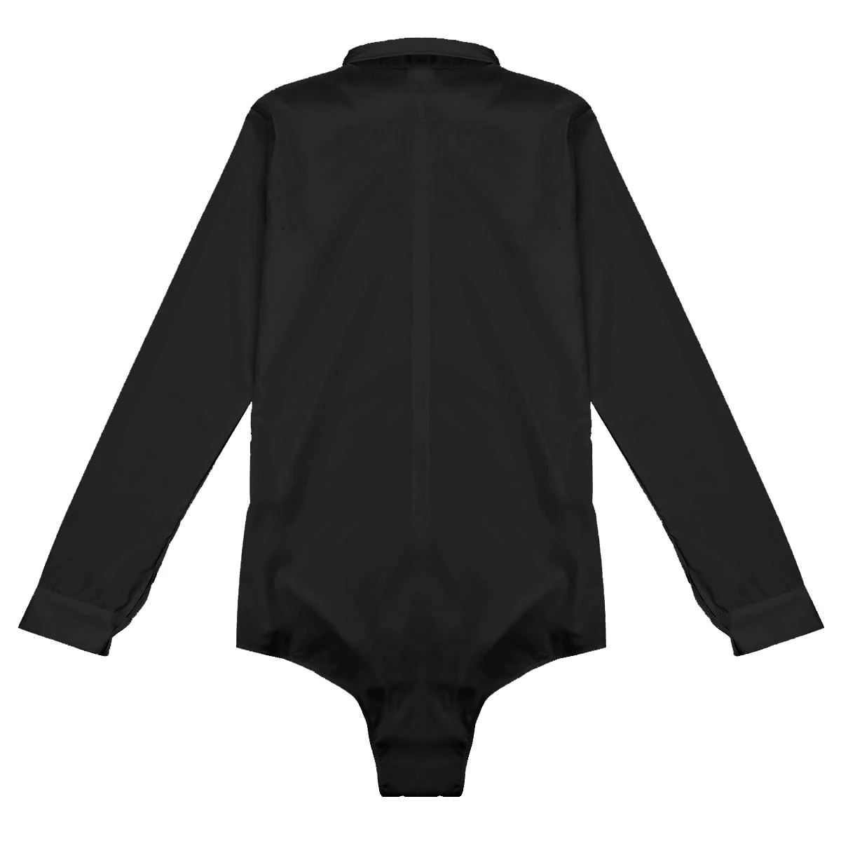 Feeshow Mens Long Sleeve Zipper Romper Tuxedo Shirt Camisas Hombre Solid Color Soft Smooth Latin Modern Dance Shirt with Bowtie