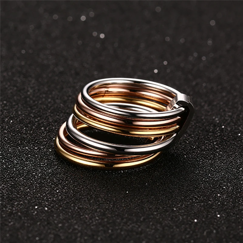 ROXI Мода Mix Цвет кольцо Для мужчин Нержавеющая сталь с Золотая Роза цвета: золотистый, серебристый Цвет вечерние кольца для Для женщин Jewelry anillos mujer