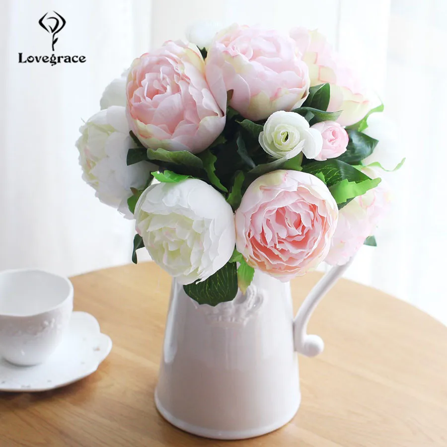 artificial flowers peony wedding flowers bridal bouquet  (51)