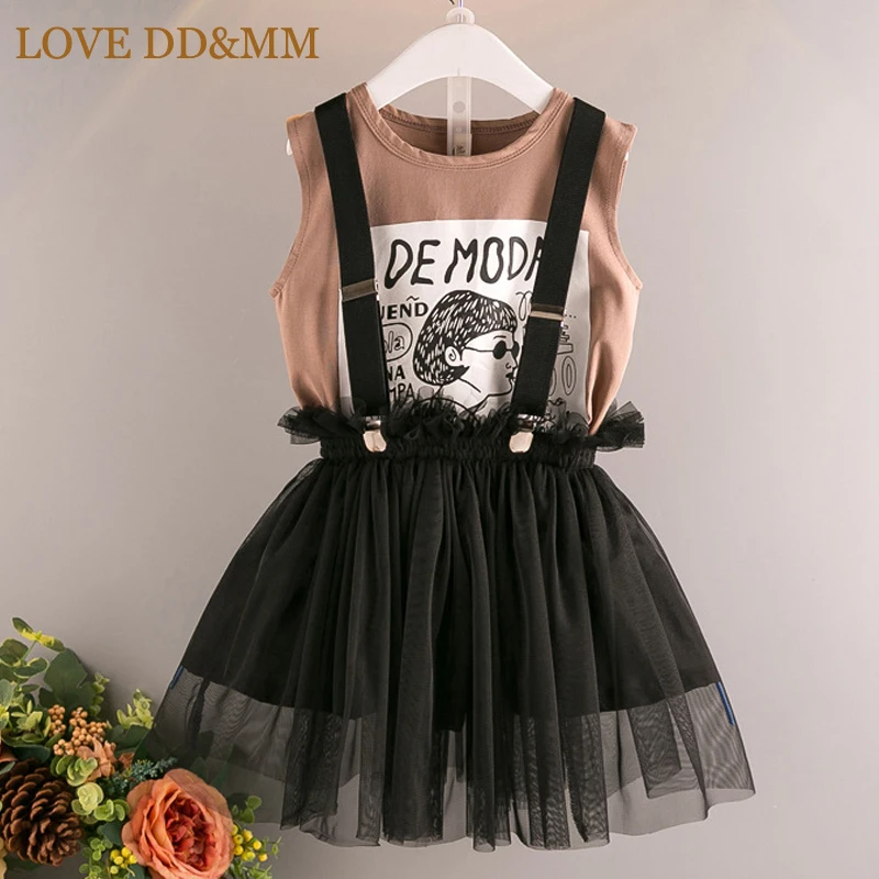 LOVE DD& MM/комплекты одежды для девочек г. Новая летняя футболка с рисунком для девочек+ Милая Пышная юбка принцессы - Цвет: Хаки