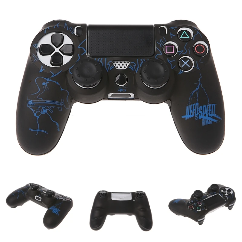

New Lightning Silicone Gamepad Cover Case With 2 Joystick Caps For PS4 Controller