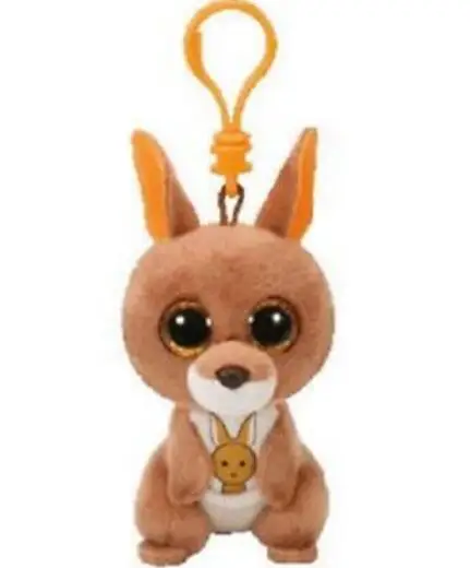 

3" Ty KIPPER - Brown Kangaroo Clip Key Chain Big Eyes Plush Stuffed Animal Collectible Toy Christmas Gift For Kids
