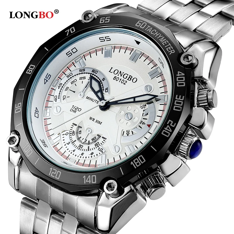 

LONGBO Brand Big Dial Men Watch Men's Stainless Business Quartz Wristwatch Waterproof Sports Men Relogio Masculine Clock Hours