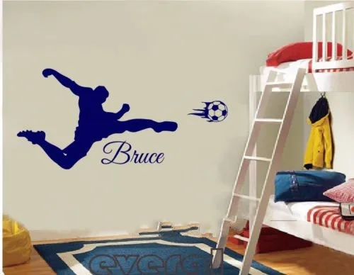 Us 13 99 Cool Custom Made Personalized Soccer Football Shooting Wall Sticker Room Decor Kids Bedroom Decoration You Choose Name Color In Wall