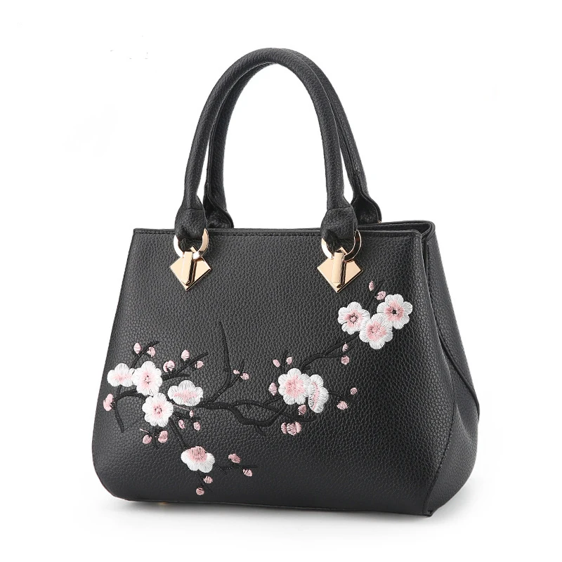 

2019 Fashion Plum Embroidery Woman's High Quality handbag Luxury Messenger Bags Women Bags Designer Female Casual Shoulder Bags