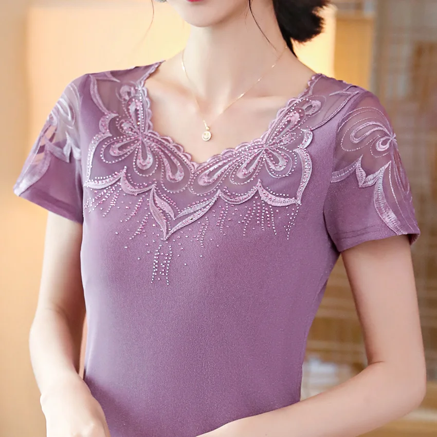 القادمون الجدد 2019 الصيف قمم أنيقة ضئيلة الجوف خارج المرأة بلوزة قميص المطرزة الماس النساء قمم زائد حجم شبكة قمم القادمون الجدد 2019 الصيف قمم أنيقة ضئيلة الجوف خارج المرأة بلوزة قميص المطرزة الماس النساء قمم زائد حجم شبكة قمم