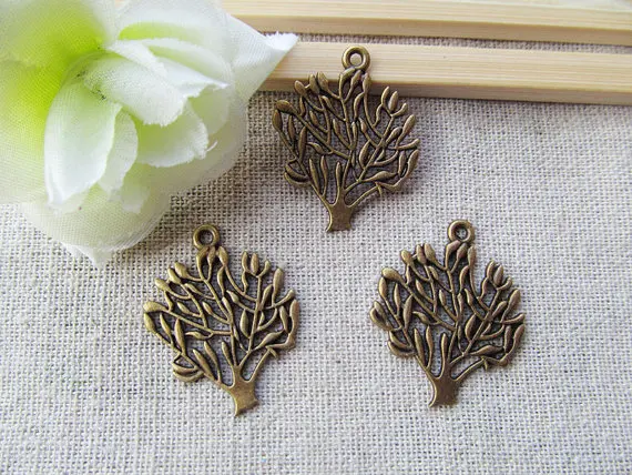 

100pcs Cute Cabinet Antique Silver tone Filigree Tree Pendant Charm/Finding,for Bracelet & Necklace,DIY Accessory Jewlly Making