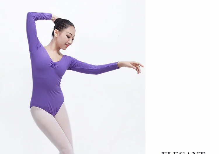 Взрослый задний пинч передний с длинным рукавом для балета трико для продажи Traing танцевальная одежда гимнастические купальники танцевальная одежда CS0001