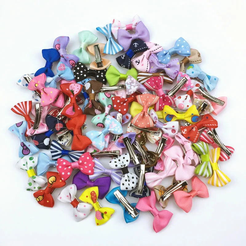 100 pieces lot Cute Handmade font b Pet b font Hair Grooming Accessories 73 Colors