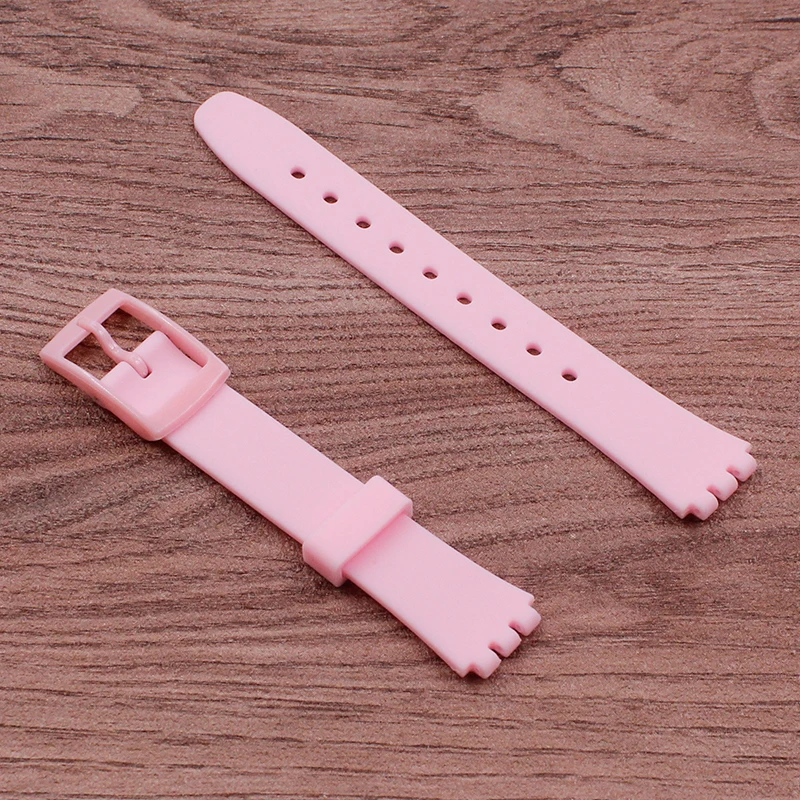 Аксессуары для часов Высокое качество 12 мм силиконовый резиновый ремешок для Swatch цветная эластичная резинка ремешок пластиковая пряжка