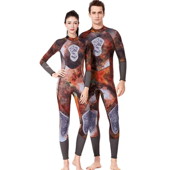 

2019 Women Swimsuit 3MM conjoined warm camouflage Men diving suit outdoor surfing jellyfish Professional hunting fish suit