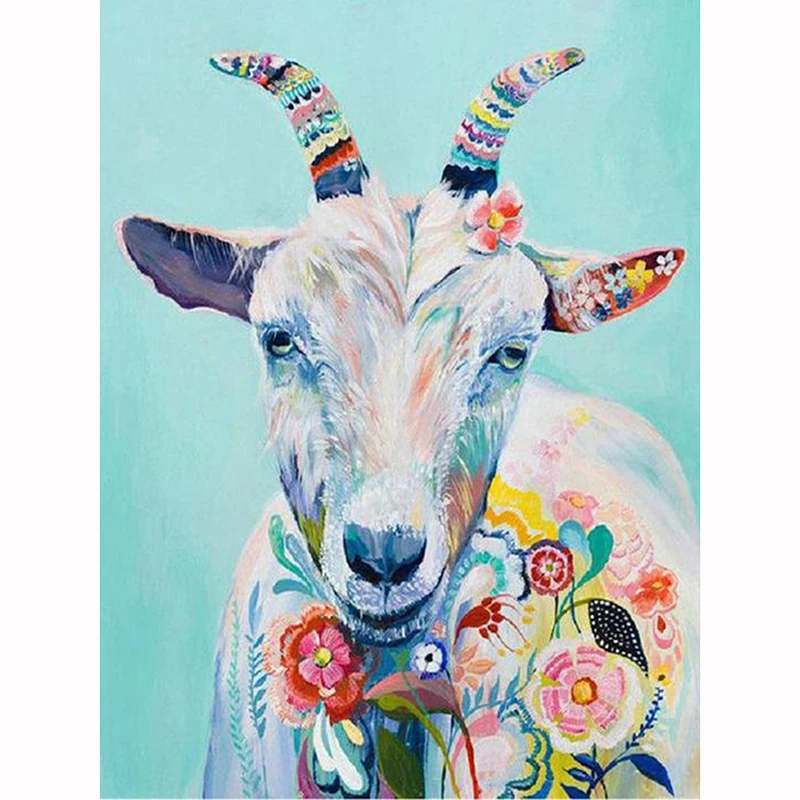 

Full Square Diamond 5D DIY Diamond Painting "Colorful Goat" 3D Embroidery Cross Stitch Mosaic Home Decor