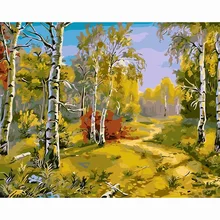 Березовый Лес Масляной картины по номерам на холсте DIY Романтический расписанную Раскраска по номерам цифровой холсте Home Decor