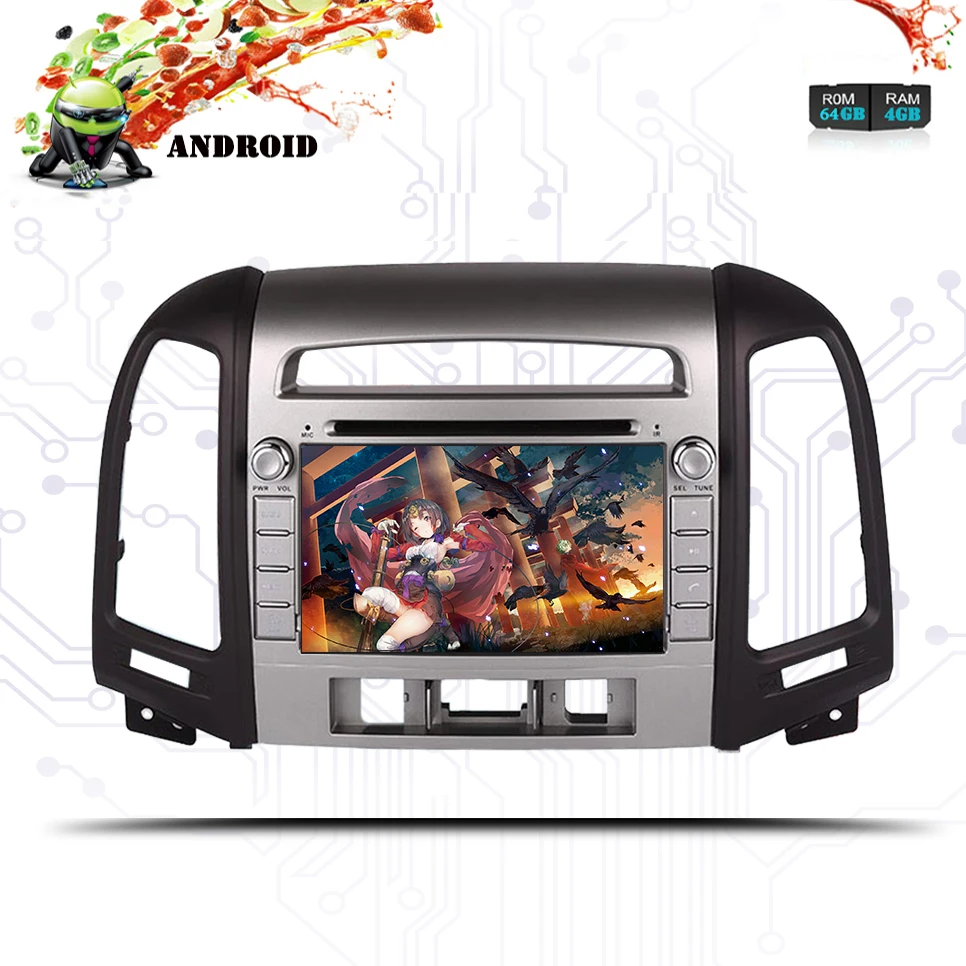 Android 9 0 RAM 4G ROM 64G Автомобильный DVD Кассетный блок GPS навигация для Hyundai Santa Fe 2006 2011
