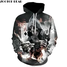 Skull Poker font b Hoodies b font Sweatshirts Men font b Women b font 3D Pullover
