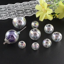 8 шт. 10/12/14/16/18/20/25/30 мм AB Цвет Рука выдувное Стекло мяч с отверстия на обоих концах ожерелье Diy поиска