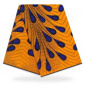 

Classic cotton wax fabric 100%cotton fabric 6yards best quality african ankara wax printed fabric with stones W18102101